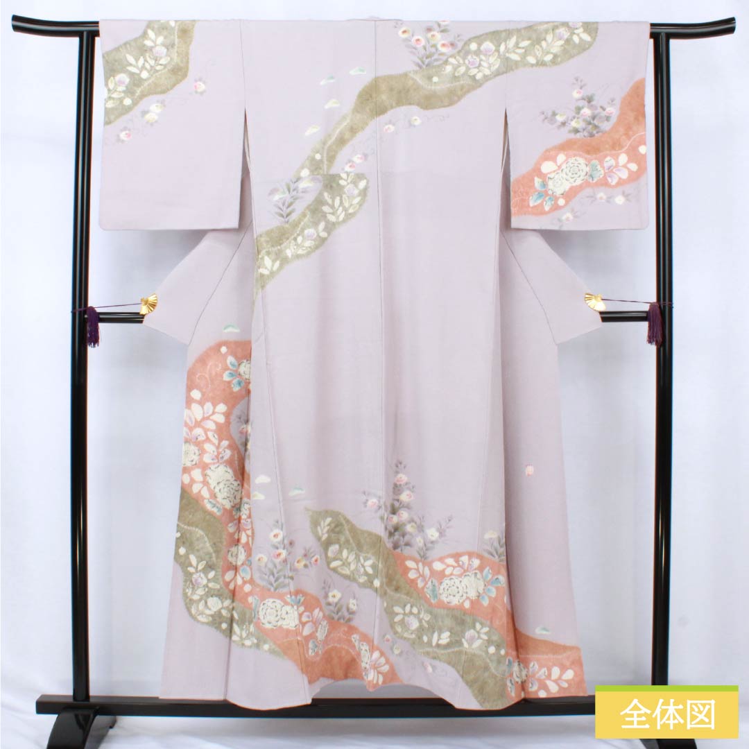 訪問着 正絹 Aランク 袷 身丈151.5cm 裄丈62cm 霞色（かすみいろ） 京友禅 辻ヶ花 紫系 1112006793220