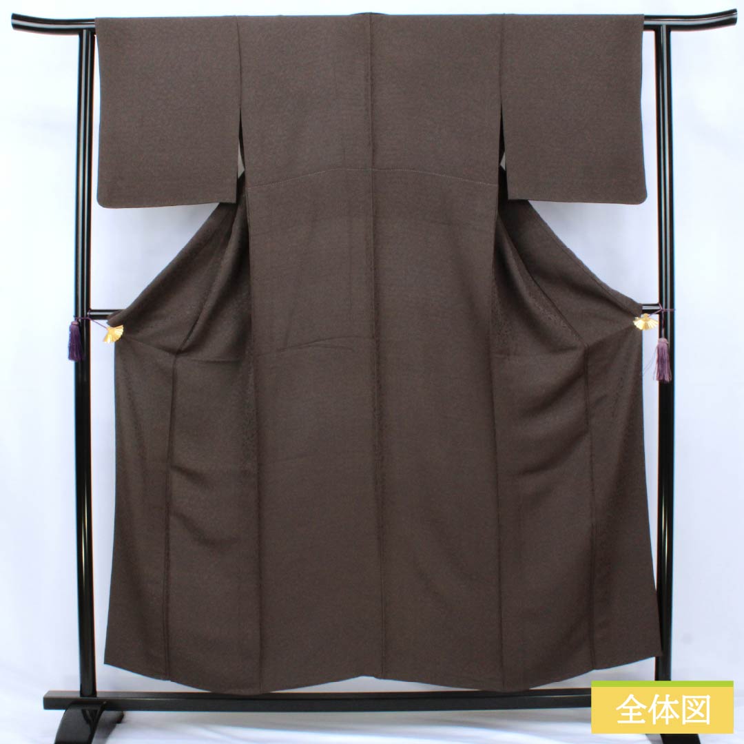 色無地 正絹 Aランク 身丈153cm 裄丈63cm 栗鼠色（くりねずみいろ） 音符 五線譜 楽譜 単衣 茶系 1114002623214