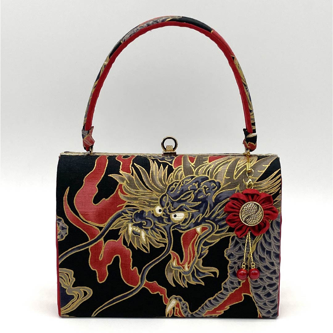 和装バッグ カジュアル NEWランク 黒色（くろいろ） 龍 古典柄 ハンドメイド作家 黒系 113900068110