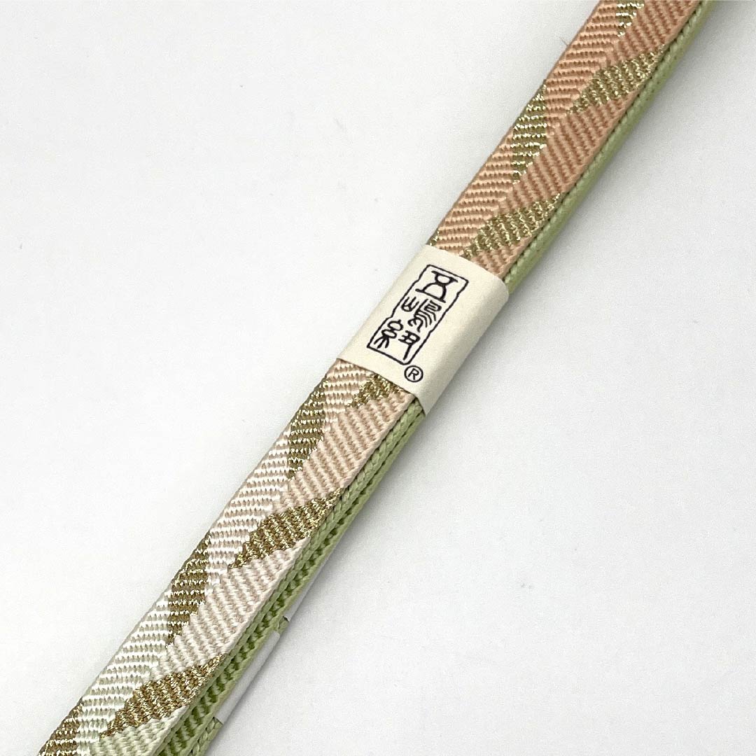 （新古品） 帯締め 正絹 NEWランク 五嶋紐 薄柳色（うすやなぎいろ） 矢羽根 古典柄 長さ約163cm 幅約1.5cm セミフォーマル 緑系 1135004851319