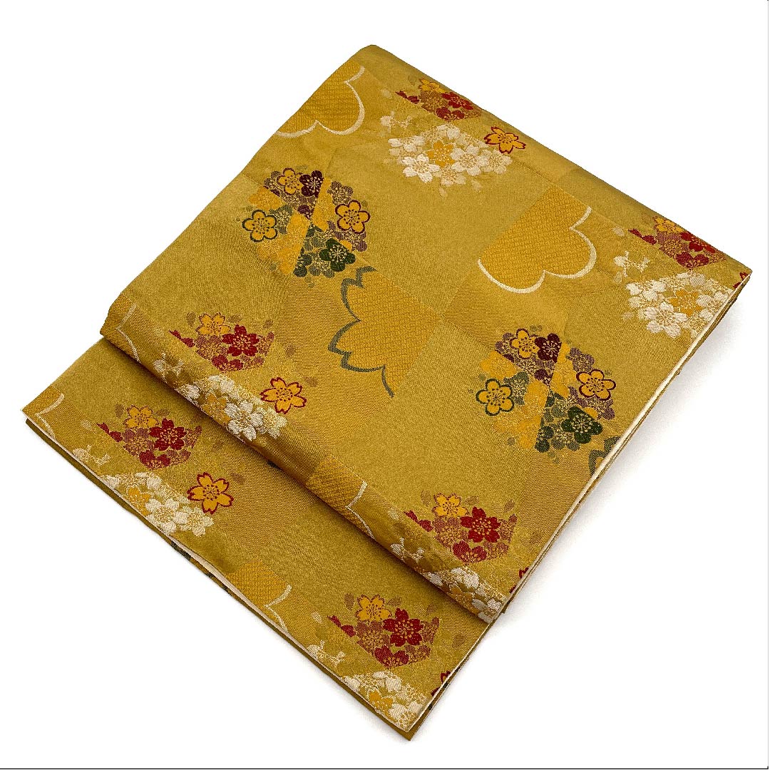 [Recycled Kimono] Nagoya Obi, Kyobukuro Obi, Umedani Astringent Color ...