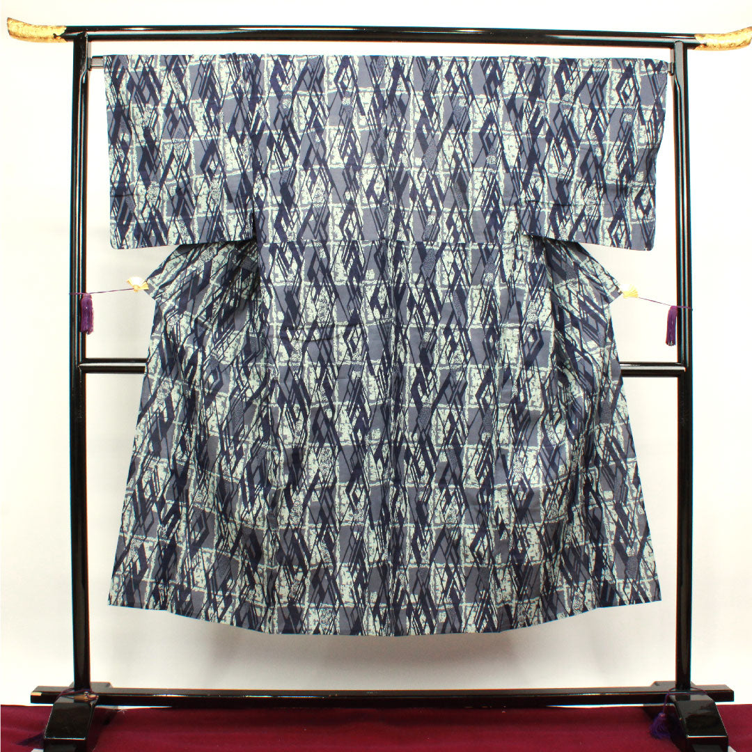 浴衣 男物 幾何学模様 木綿 Sランク 単衣 身丈143cm 裄丈70cm グラデーション系 1118001972199