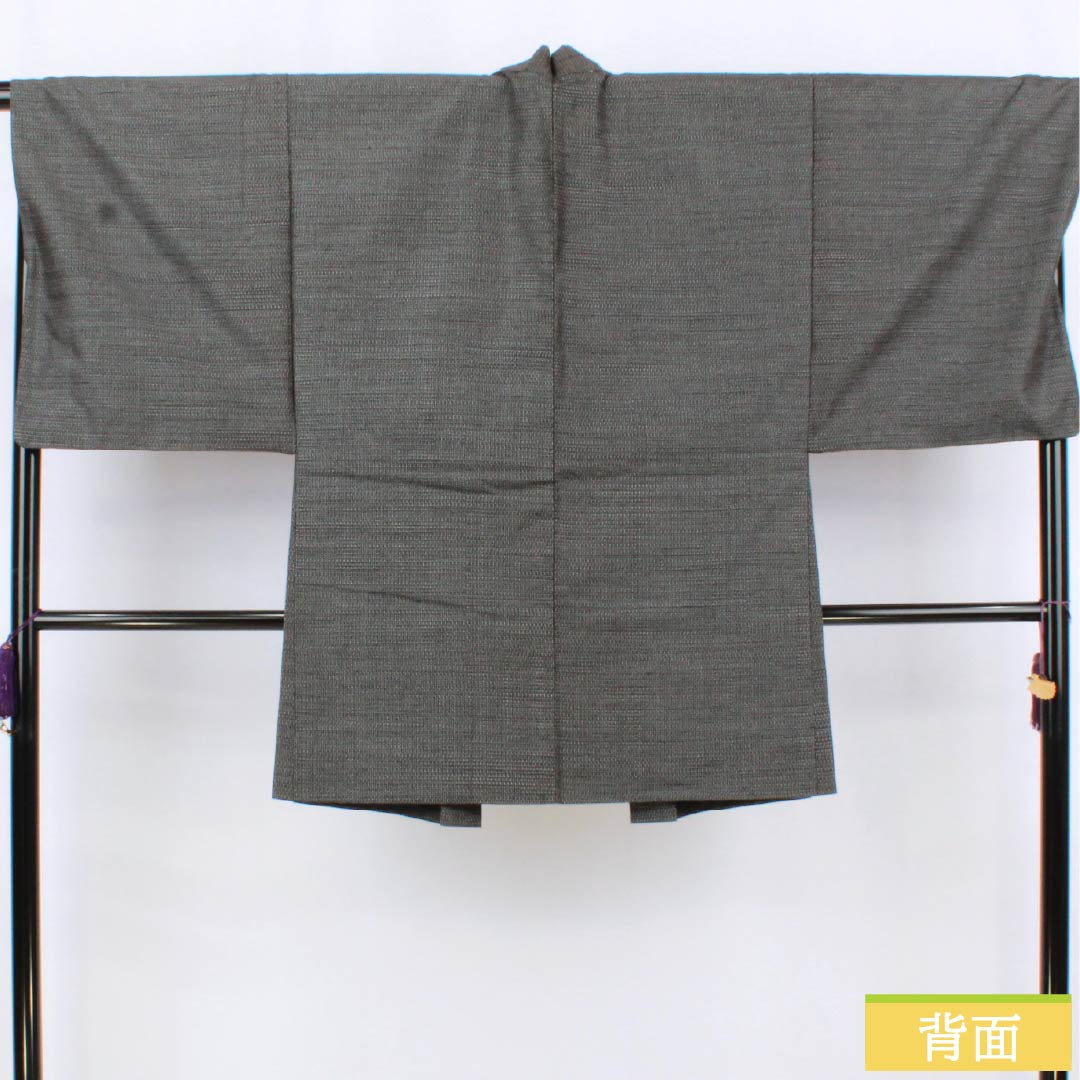 男物 正絹 Sランク 身丈90.5cm 裄丈70cm 黒鼠色（くろねずいろ） 紬地 亀甲 茶系 1119001272414