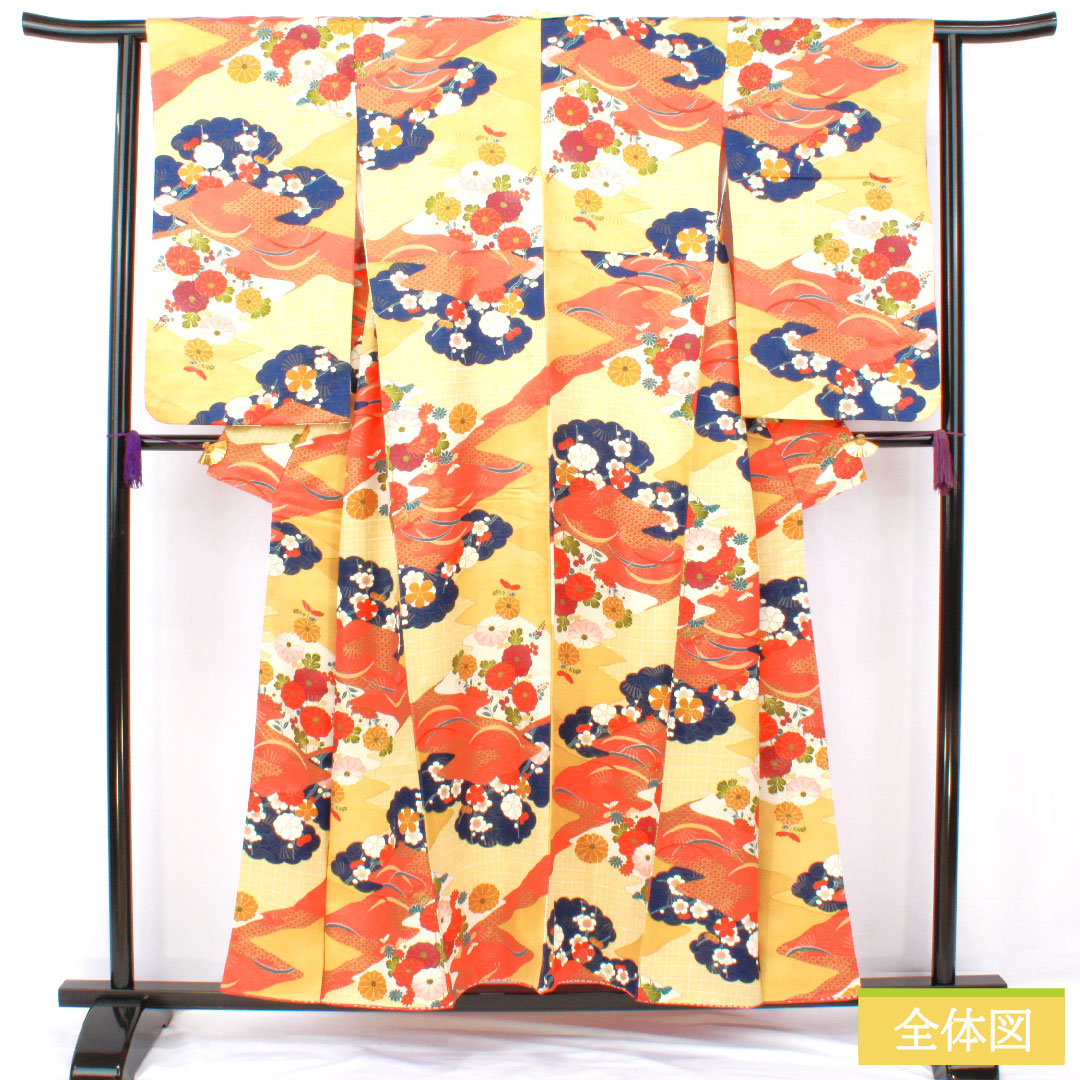 小紋 正絹 身丈153cm 裄丈62cm 袷 京友禅 吉祥文様 Aランク グラデーション系 1115004493299