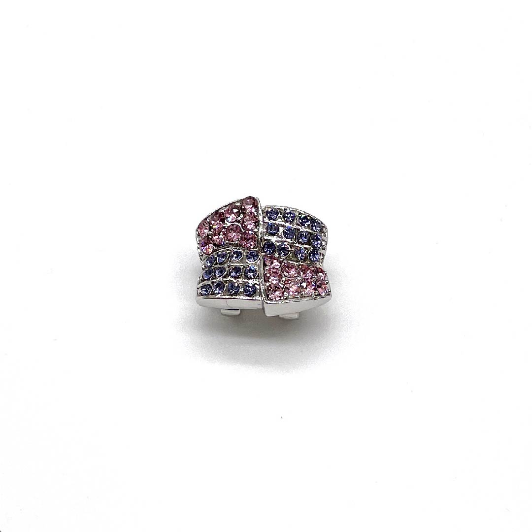 (New old stock) Obi clasp, glass, casual, Swarovski, square, length approx. 2cm, width approx. 2.5cm, S rank, pink, 1137001052913