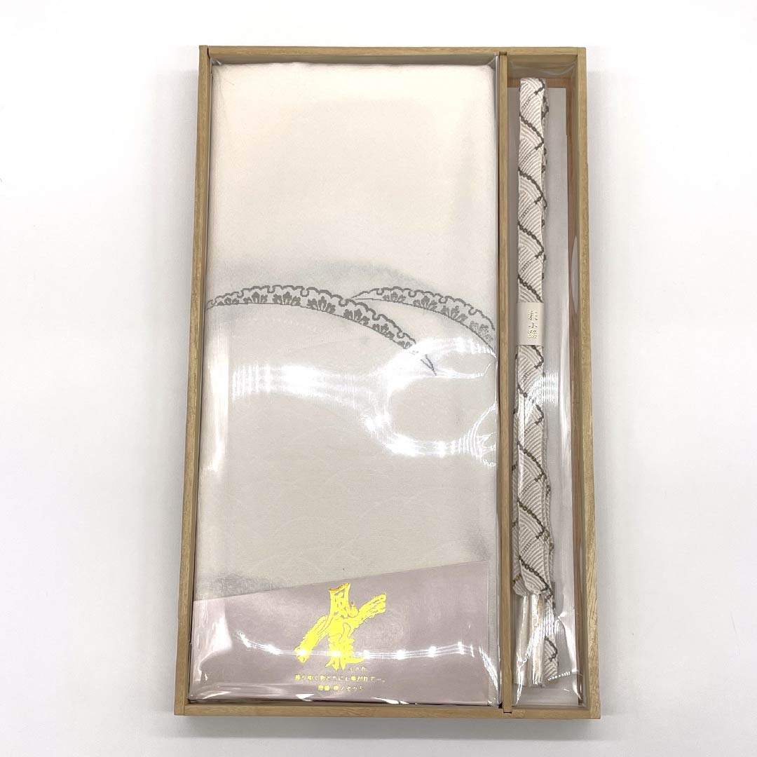 （新古品） 帯締め・帯揚げセット 正絹 留袖用 露芝 結婚式 披露宴 長さ約156cm 幅約1.5cm フォーマル Sランク 白系 1141000062311