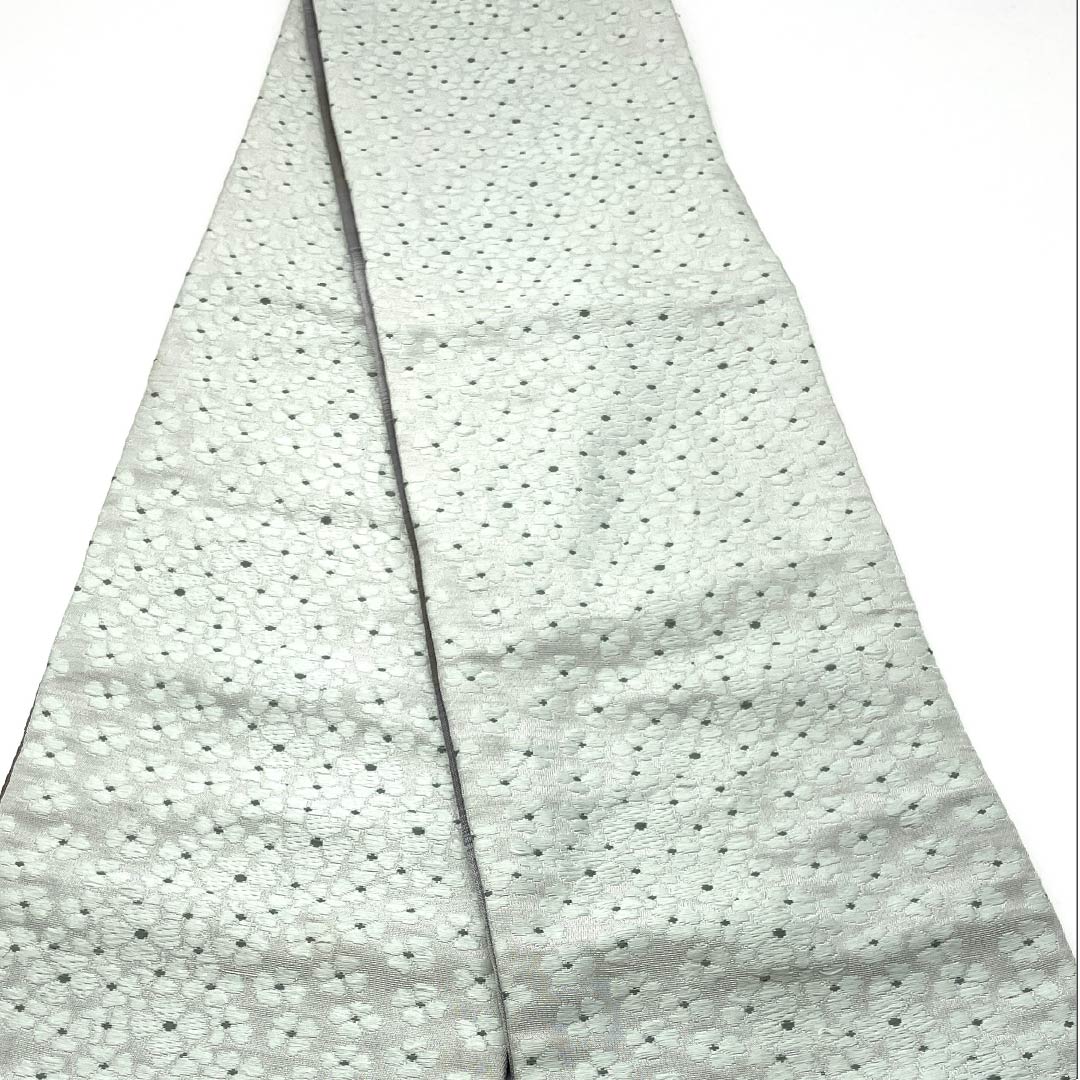 半幅帯 ポリエステル 青白磁色（せいはくじいろ） 小花模様 帯丈308cm 水色系 Aランク 1125001713324