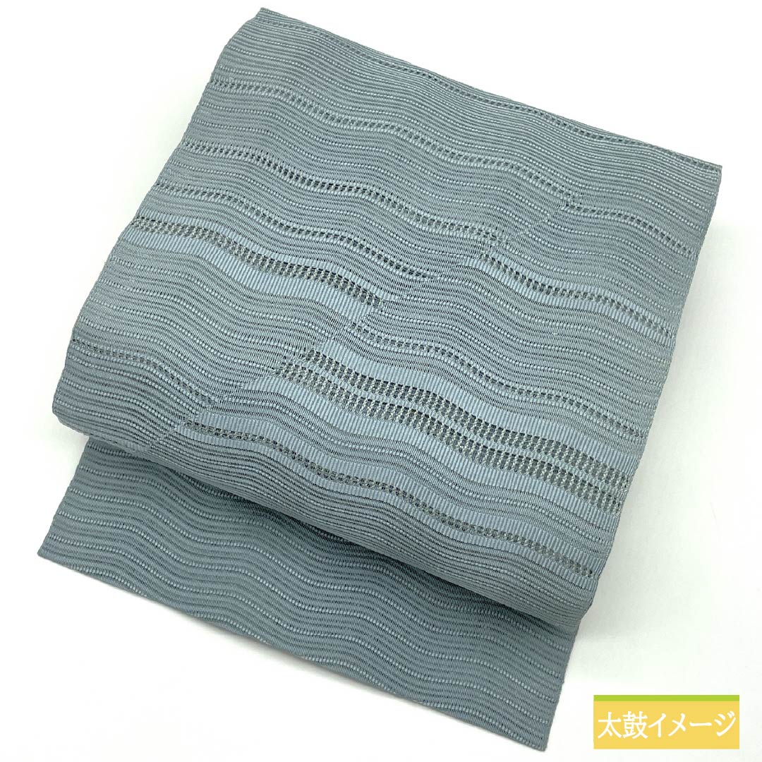 名古屋帯 沈香茶色（とのちゃいろ） 夏帯 抽象模様 帯丈365cm 正絹 Sランク ポイント柄 カジュアル 水色系 1124008622324 名古屋仕立て