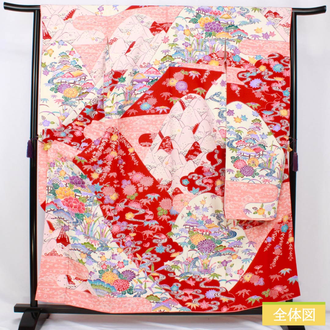 振袖 正絹 Sランク 身丈158cm 裄丈63.5cm 袷 京紅型 吉祥文様 グラデーション系 1113002442399