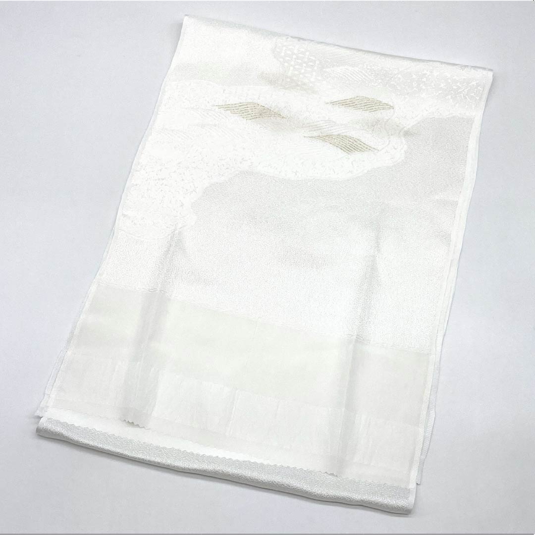 帯揚げ 正絹 Sランク フォーマル 白色（しろいろ） 道長取り 留袖用 長さ約180cm 幅約29.5cm 白系 1136004672911