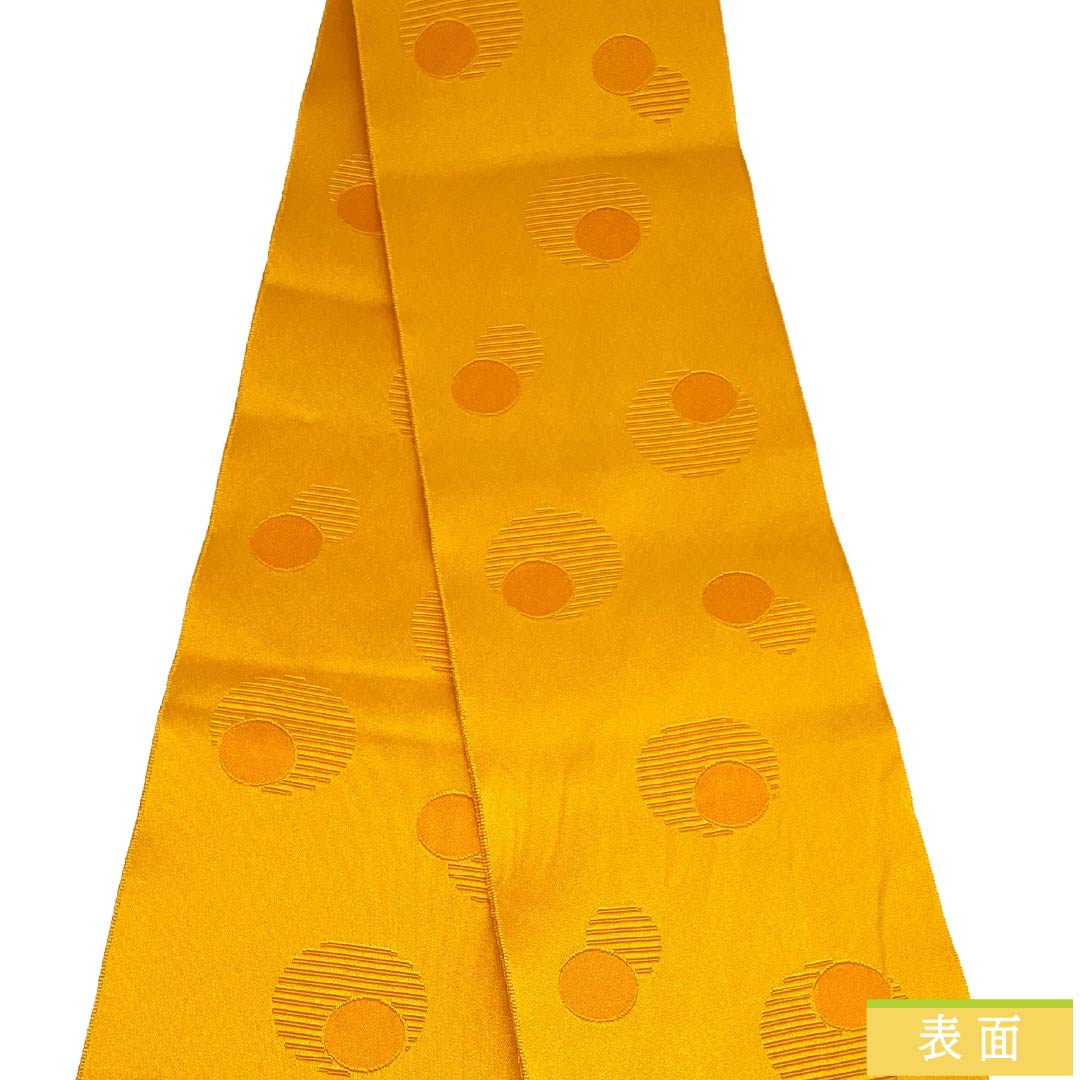 半幅帯 ポリエステル Aランク 山吹色（やまぶきいろ） 抽象模様 帯丈352cm 黄系 1125004513323