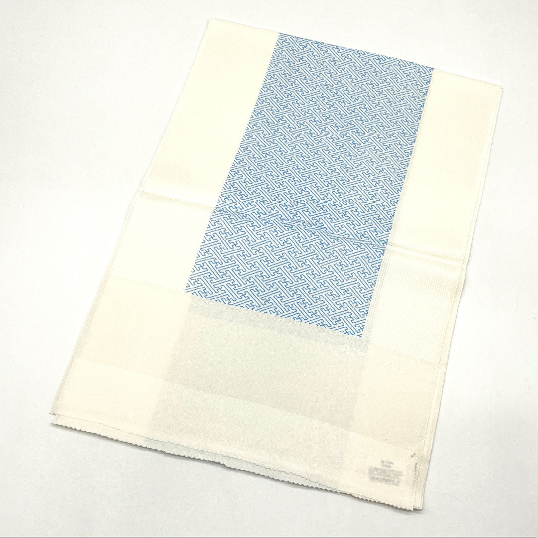 （新古品）帯揚げ 正絹 Sランク カジュアル 胡粉色（ごふんいろ） 紗綾形 丹後ちりめん 古典柄 長さ約184cm 幅約31cm 白系 1136001452911