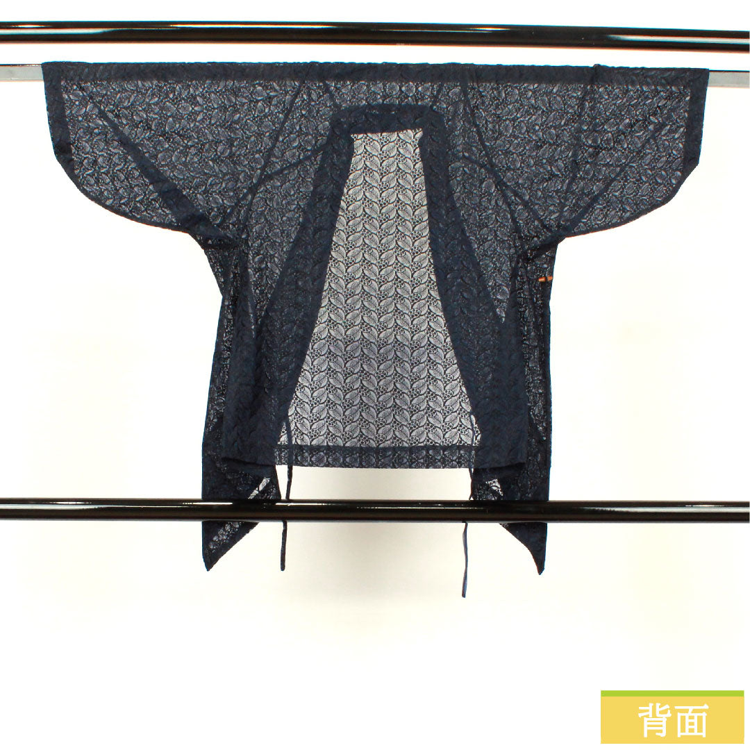 道中着 ポリエステル 身丈76.5cm 裄丈47.5cm  幾何学模様 スリーシーズン Sランク 単衣 黒系 1117000612910