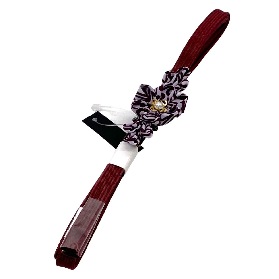 (新品)帯締め 正絹 NEWランク 三分紐 暗紅色（あんこうしょく） 帯留め付き つまみ細工 日本製 長さ約135cm 幅約0.8cm カジュアル 赤系 1135006411312