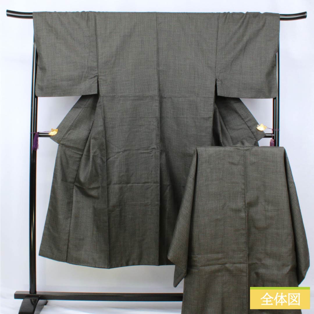 Men's Silk B-Rank Kimono, Length 139cm, Sleeve Length 68.5cm, Small Kasuri Pattern, Tortoise Shell Pattern, Lined, Black, Product Number: 1119001424310