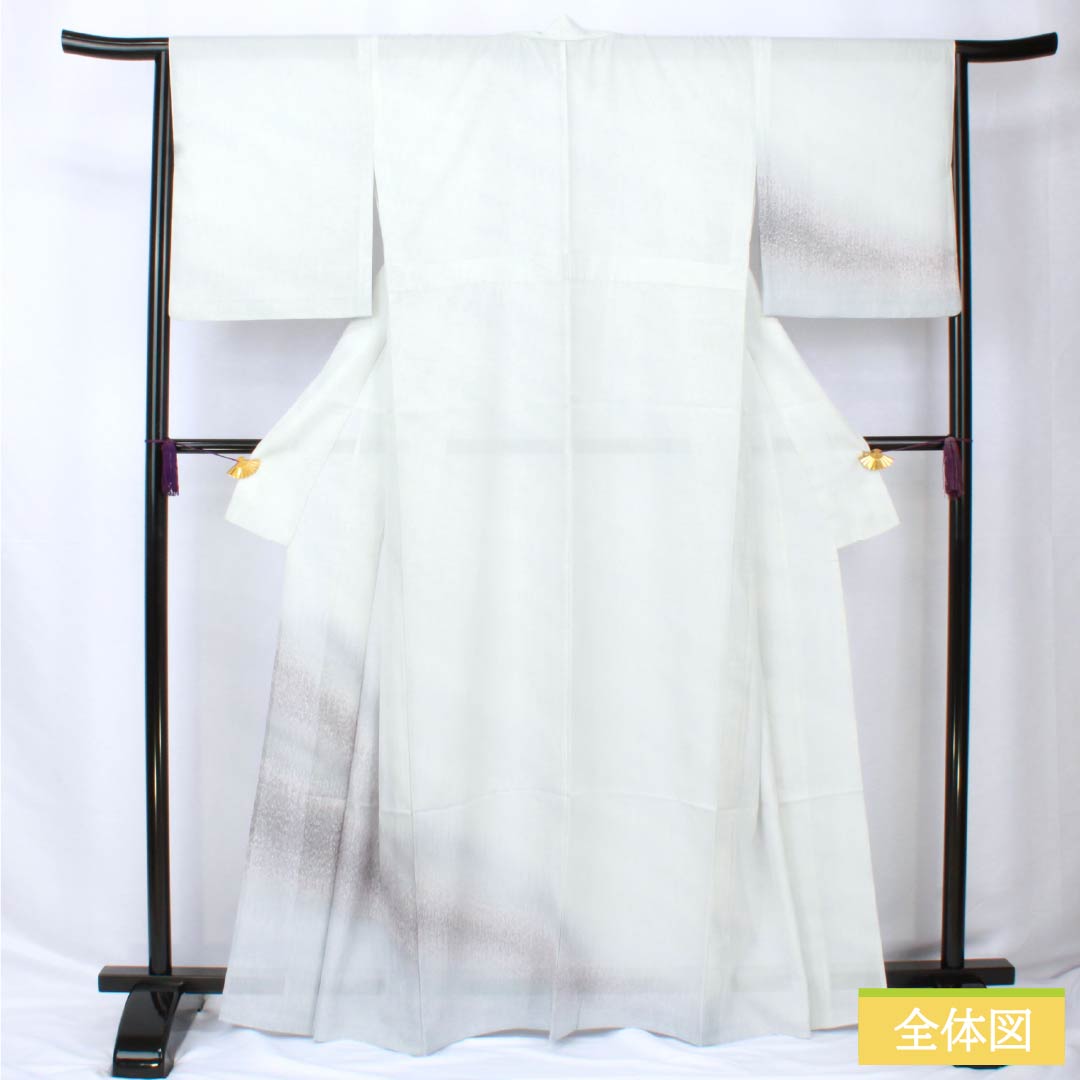 夏物 ポリエステル 訪問着 身丈165cm 裄丈65.5cm 墨流し染 洗える着物 絽 Aランク 水色系 1132002233524