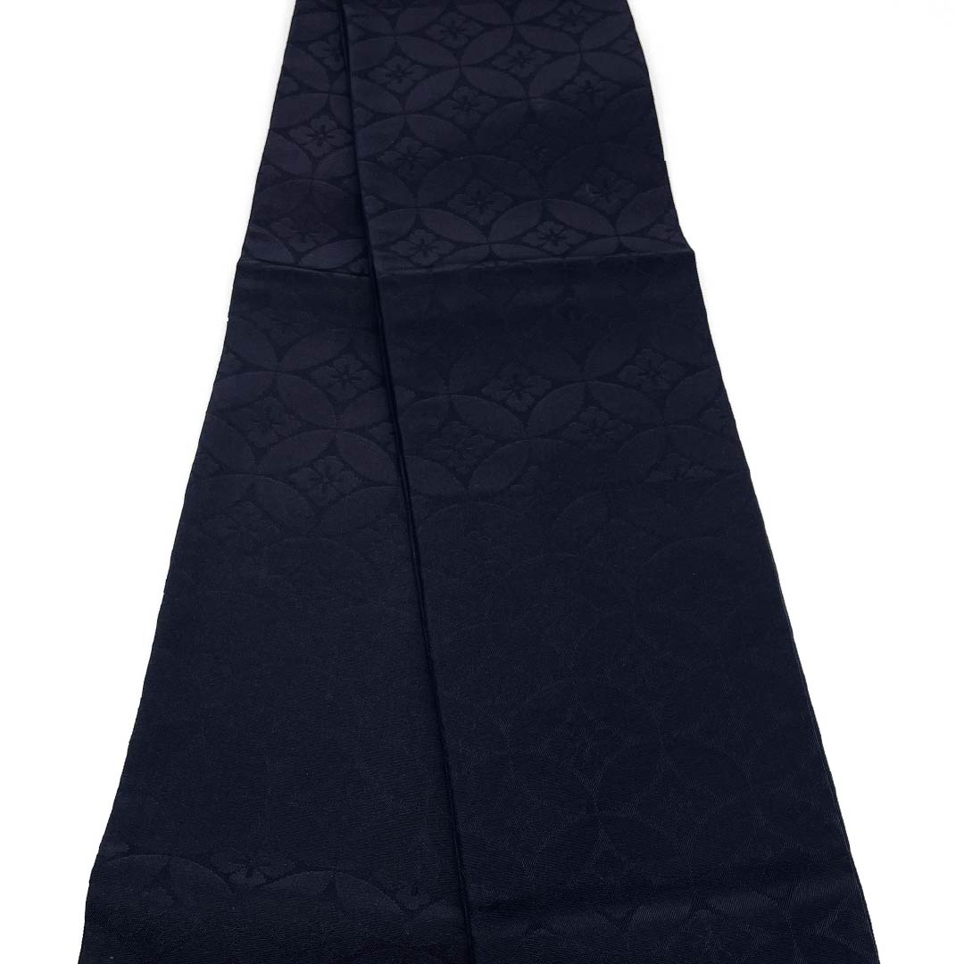 半幅帯 正絹 燻色（ふすべいろ） 七宝 帯丈362cm 紺系 Sランク 1125002252318