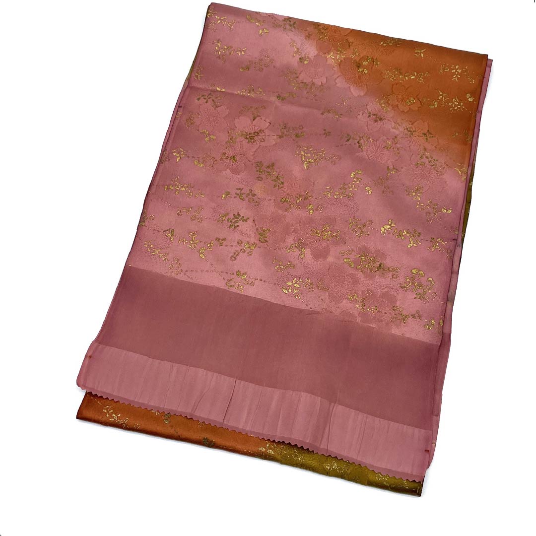 帯揚げ 正絹 フォーマル 積紅色（せきこういろ） 桜 グラデーション 古典柄 長さ約172cm 幅約29cm Sランク ピンク系 1136000462913