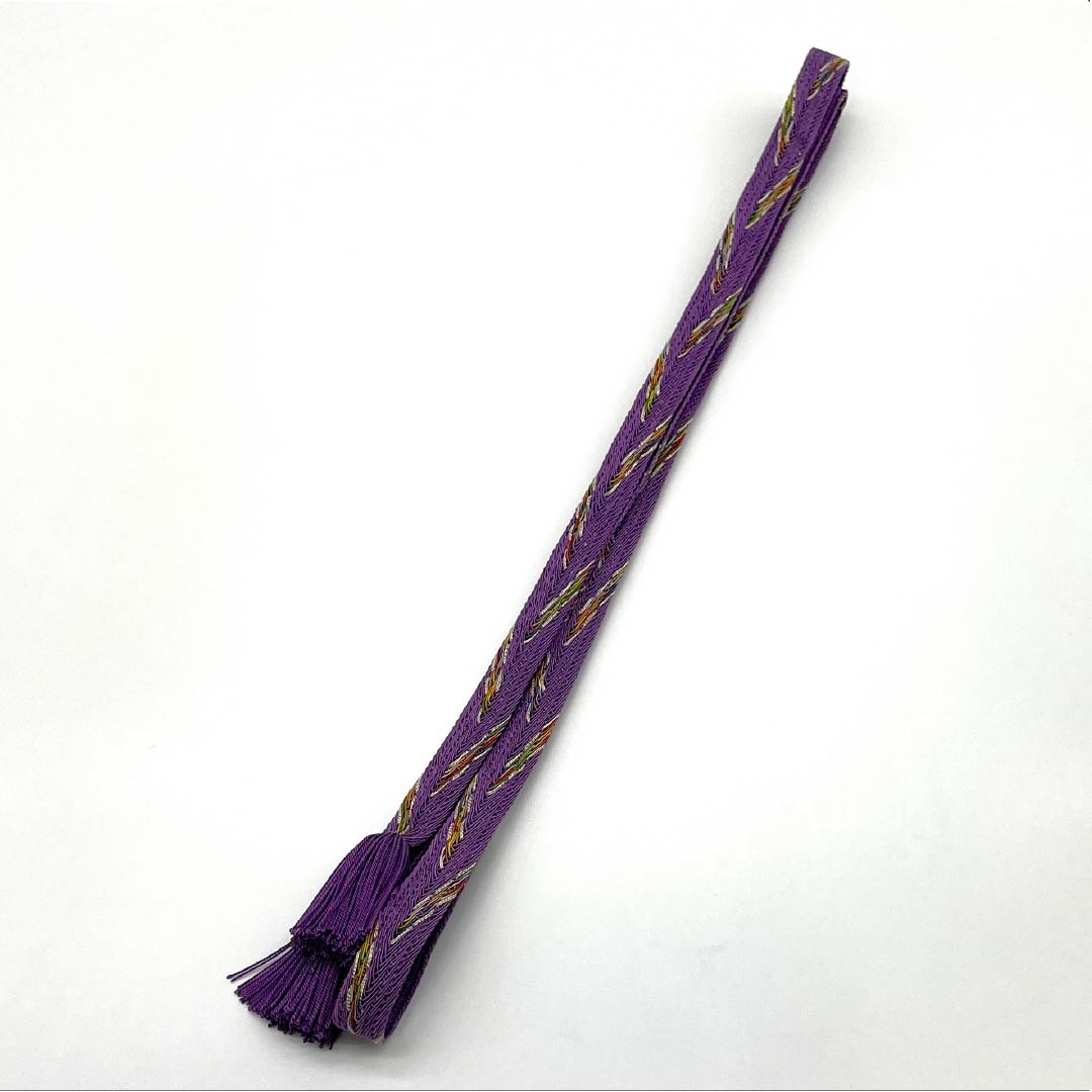 (新品)帯締め 正絹 NEWランク  本紫色（ほんむらさきいろ） 翠嵐工房 単衣用 夏用 長さ約165cm 幅約1.5cm セミフォーマル 紫系 1135005471320