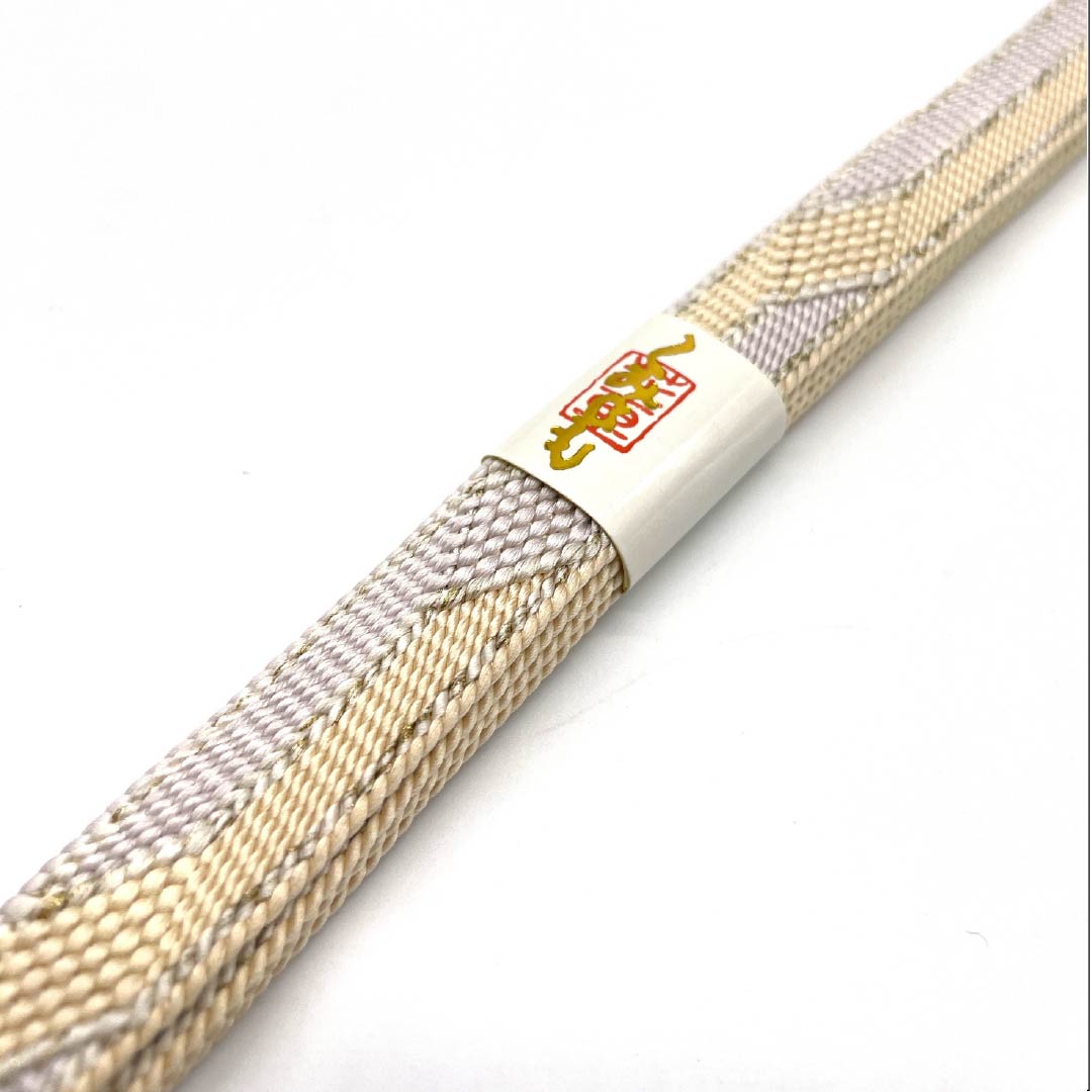 （新古品） 帯締め 正絹 四分紐 白藤色（しらふじいろ） 薄肉色（うすにくいろ） バイカラー 菱型 長さ約166cm 幅約1.5cm セミフォーマル NEWランク 紫系 1135003301320