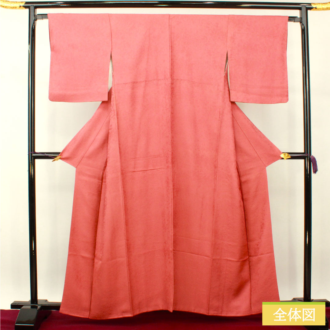 色無地 正絹 身丈160cm 裄丈64.5cm 長春色（ちょうしゅんいろ） 袷 Sランク ピンク系 1114001222413
