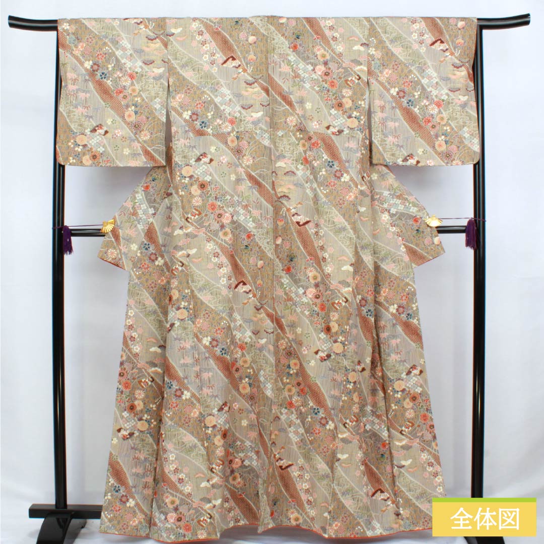 小紋 正絹 Sランク 身丈161cm 裄丈66cm 袷 吉祥文様 しつけ糸付き グラデーション系 1115006472499