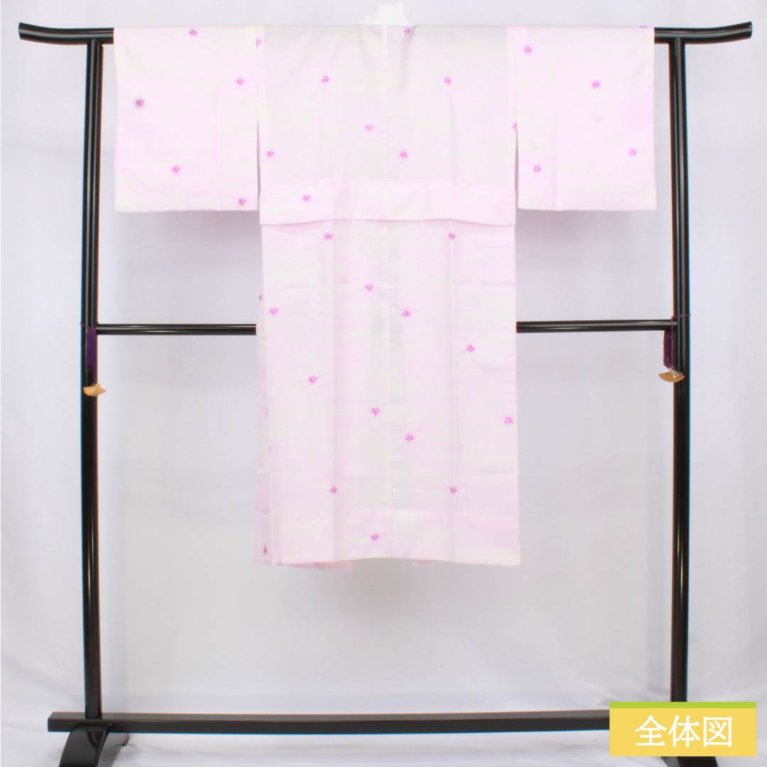 長襦袢 ポリエステル Aランク 身丈115cm 裄丈61cm 単衣 淡紅色（たんこうしょく） 抽象模様 半衿付き 身上げ有り 紫系 1129000783120