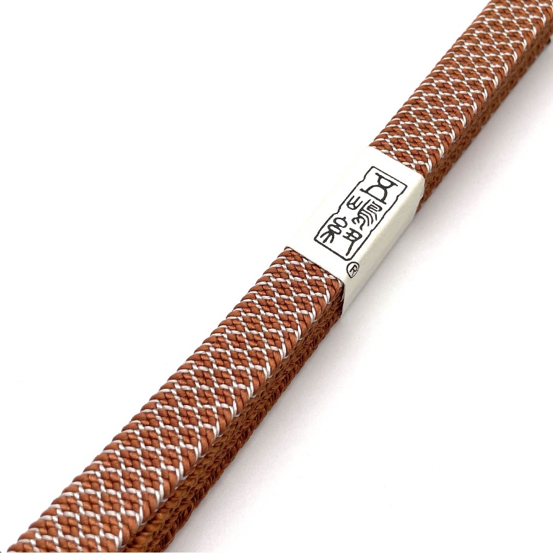 (New old stock) Obijime (belt fastener) Pure silk, quarter-length cord, Terigaki-iro (terigaki color), Goshima cord, Edo braid, new old stock, length approx. 165cm, width approx. 1.2cm, casual, S rank, brown, 1135001982914