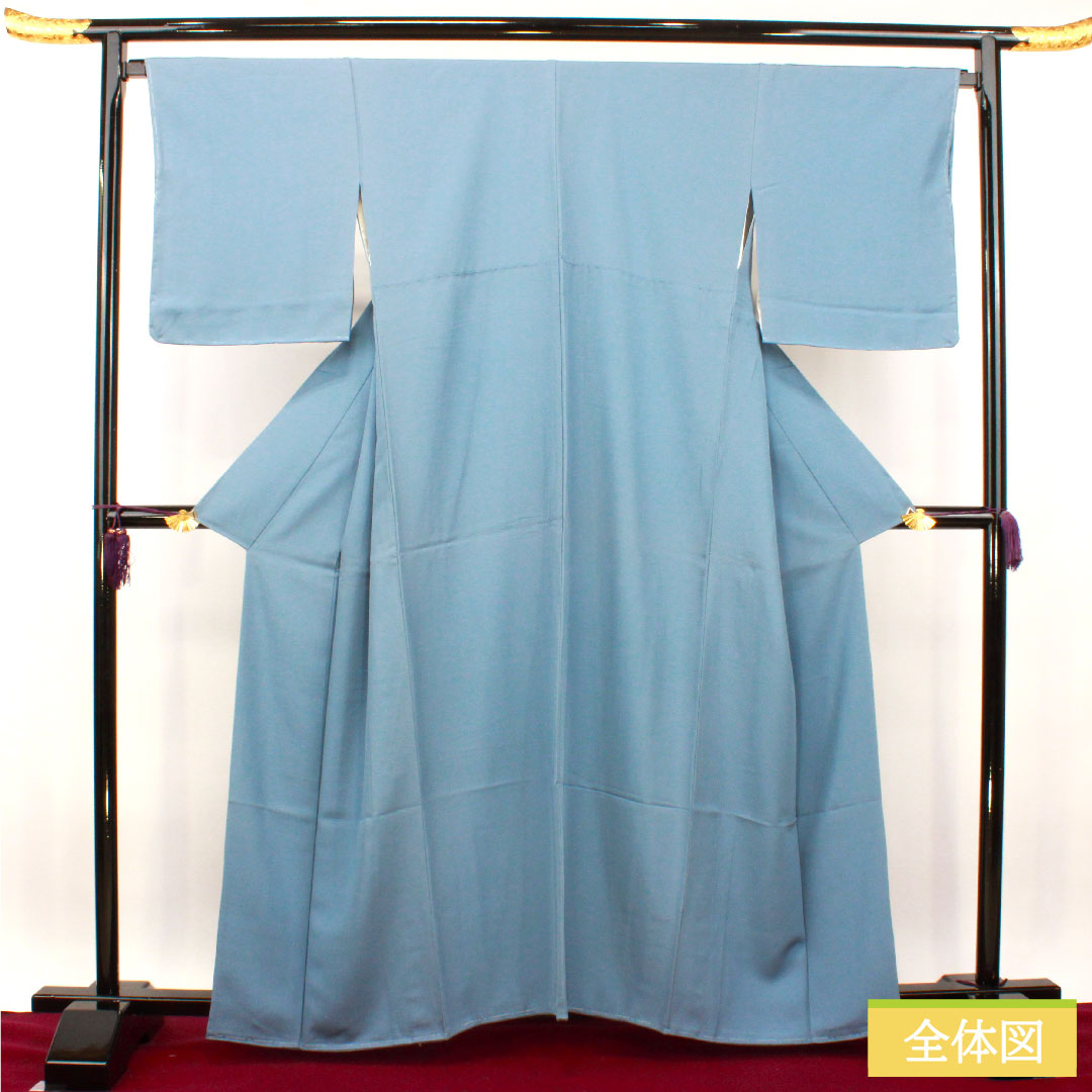 色無地 正絹 身丈162cm 裄丈68.5cm 朧花色（おぼろはないろ） 素無地 しつけ糸付き 未使用品 袷 Sランク 青系 1114001252417