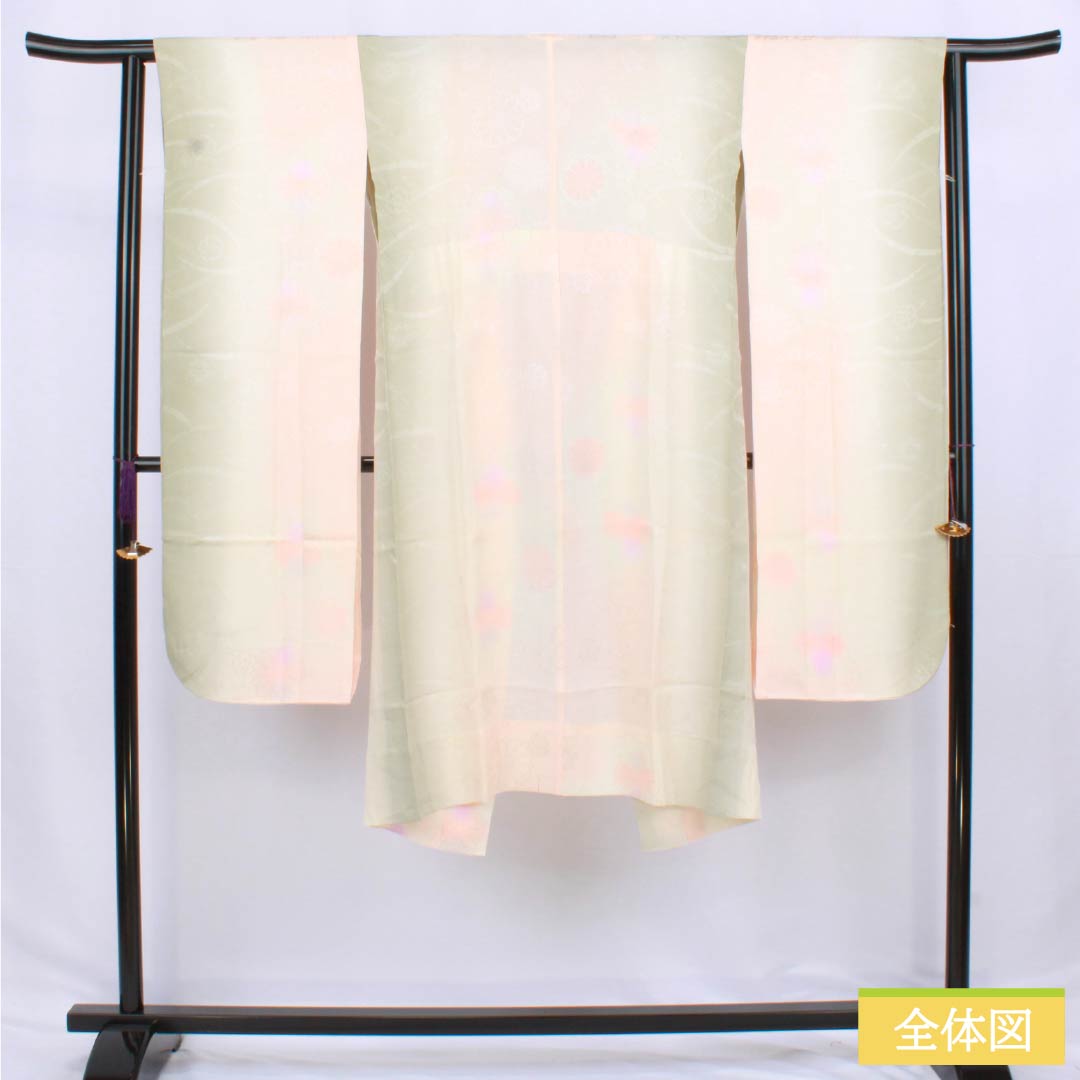 長襦袢 正絹 Sランク 身丈119cm 裄丈61.5cm 単衣 乙女色（おとめいろ） ボカシ染 菊 半衿付き ピンク系 1129000842113