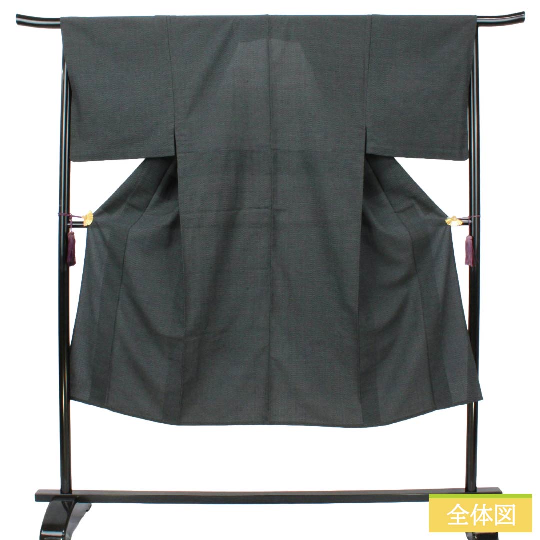 男物 正絹 Aランク 身丈136.5cm 裄丈67.5cm  塩沢紬 亀甲模様 単衣 青系 1119001933317
