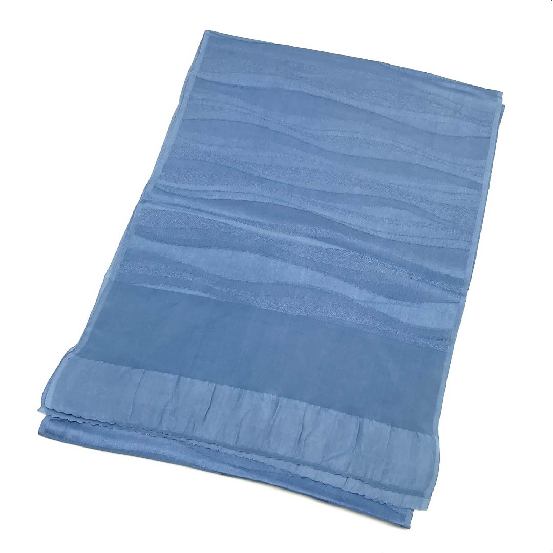 帯揚げ 正絹 Sランク カジュアル 紫陽花青色（あじさいあおいろ） よろけ縞 長さ約171cm 幅約29cm 青系 1136004682917