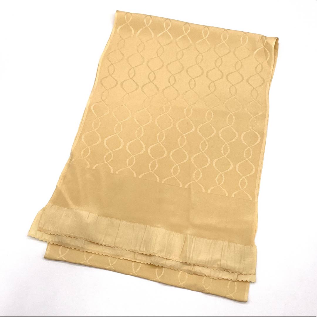 帯揚げ 正絹 Sランク セミフォーマル 薄柑子色（うすこうじいろ） 立涌 長さ約169cm 幅約27cm クリーム系 1136002412915