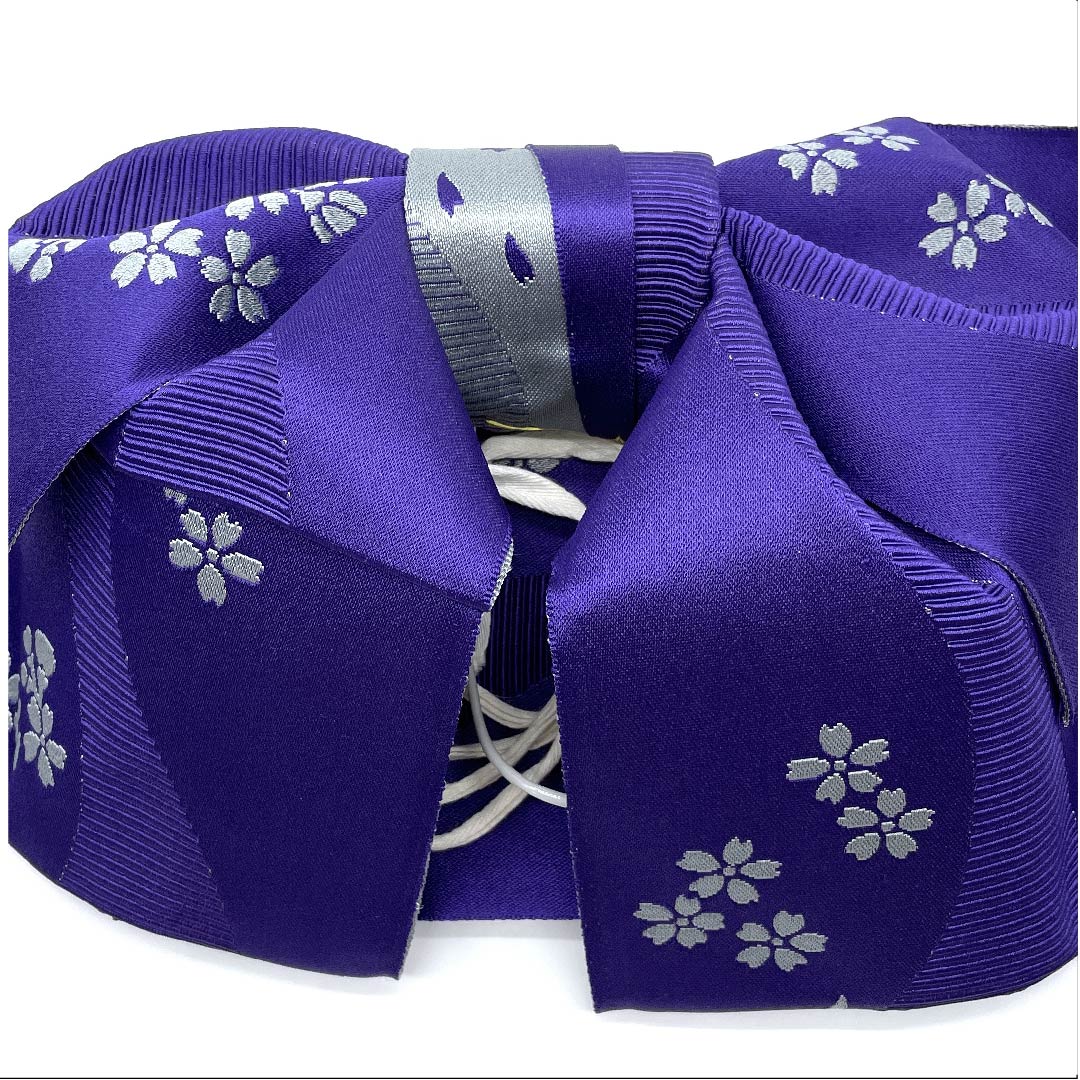 作り帯 ポリエステル 紫色（むらさきいろ） 桜 浴衣用 Sランク 紫系 1131000522920