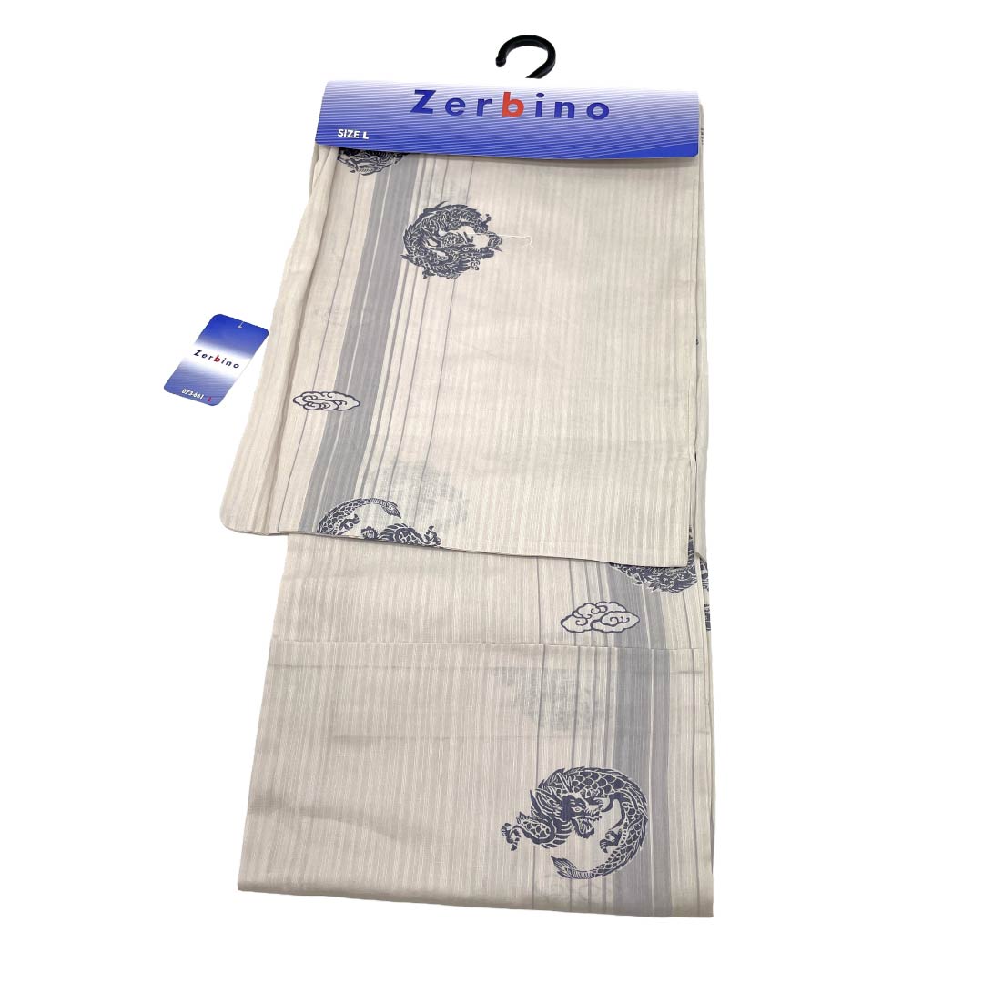 （新品）メンズ浴衣 木綿 NEWランク 身丈149cm 裄丈71cm 白茶色（しらちゃいろ） XYLICOOL 涼感加工 龍 単衣 ベージュ系 1138000141425