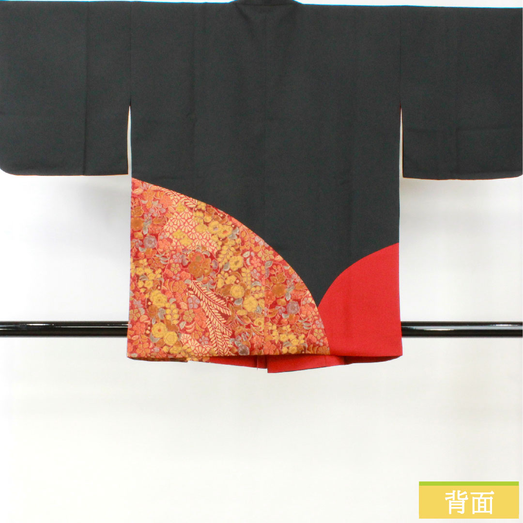 道行コート ポリエステル 身丈80cm 裄丈67cm 辻ヶ花 洗える着物 Sランク 袷 黒系 1117001122910