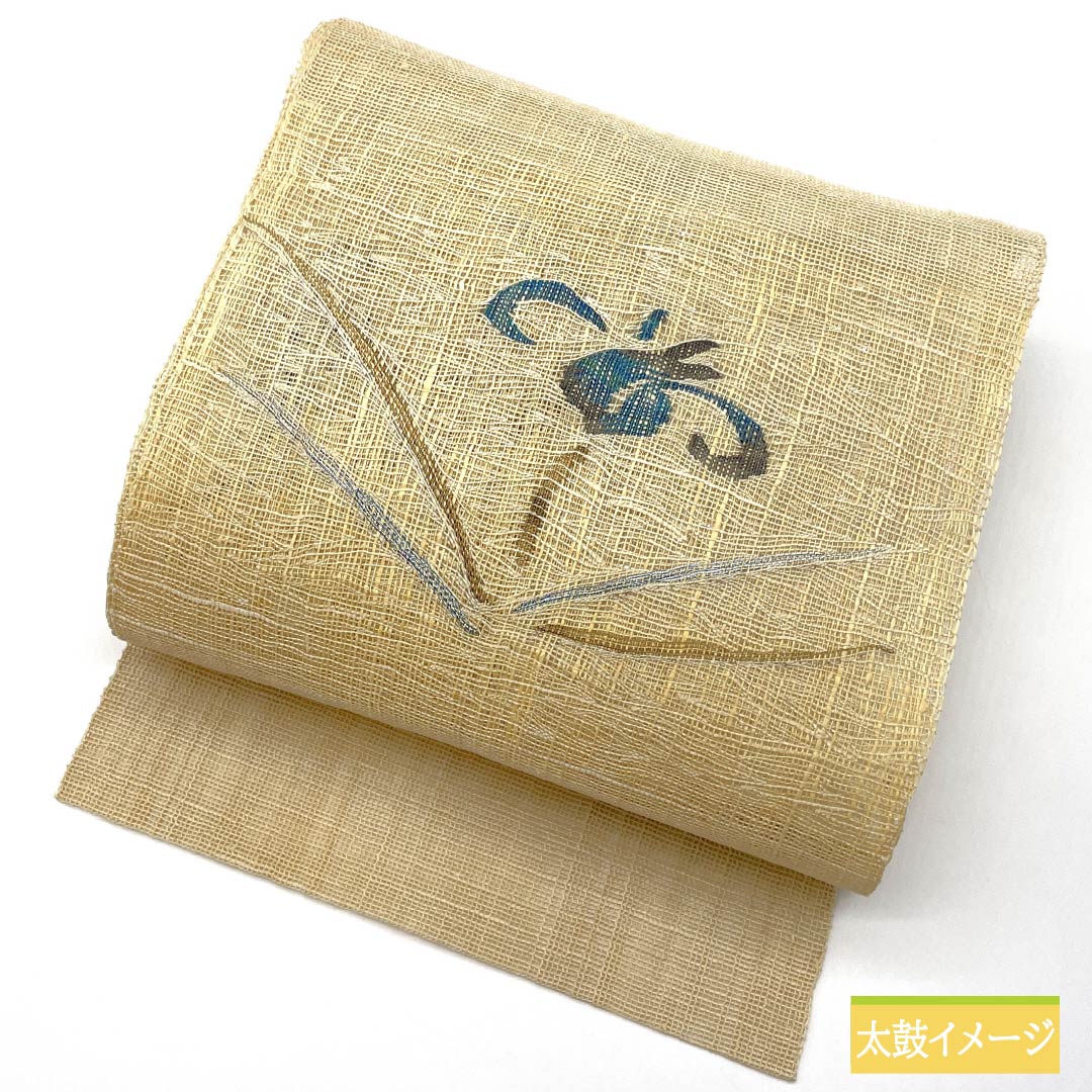 名古屋帯 正絹 東京白茶色（とうきょうしらちゃいろ） 夏帯 菖蒲 帯丈366cm Sランク ポイント柄 セミフォーマル ベージュ系 1124006742325 名古屋仕立て