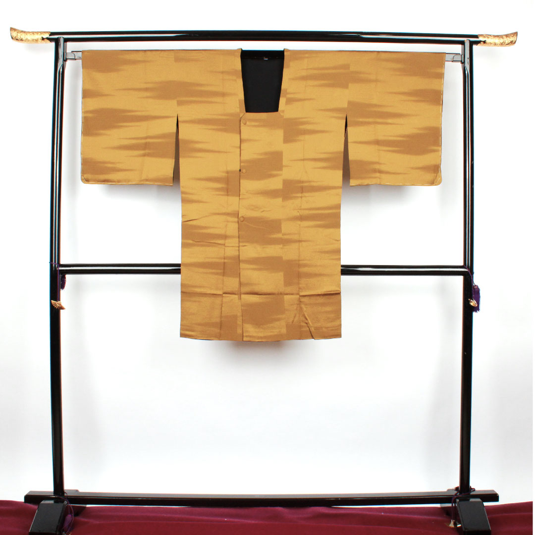 道行コート 身丈99.5cm 裄丈68cm 鶯茶色  リバーシブル 霞模様 正絹 Sランク 袷 黄系 1117000232923