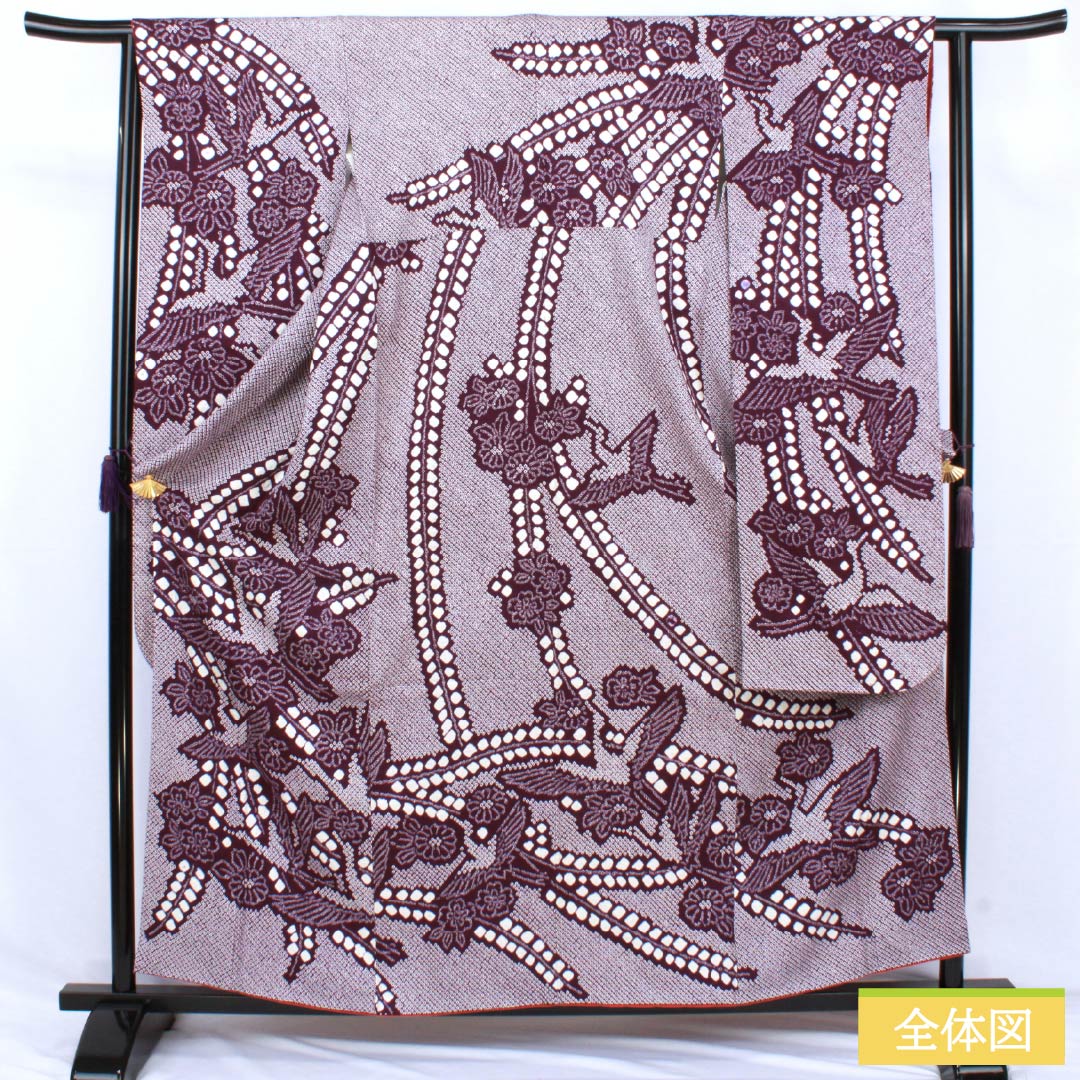 振袖 正絹 Sランク 身丈158.5cm 裄丈62cm 袷 似紫色（にせむらさきいろ） 総絞り 総花 紫系 1113002782320