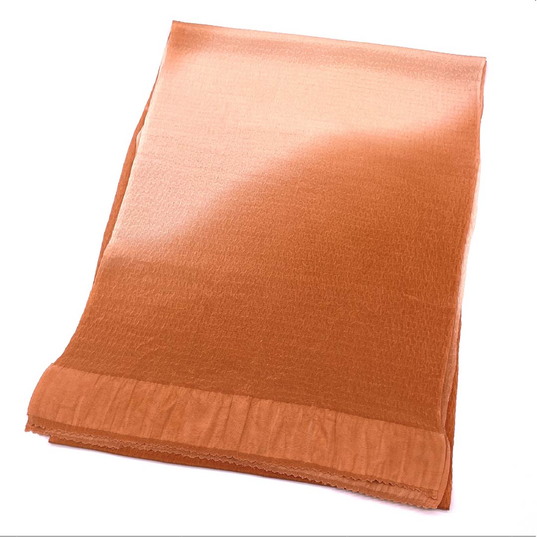 帯揚げ 正絹 Sランク カジュアル 樺桜色（かばざくらいろ） ちりめん ぼかし 長さ約170cm 幅約28.5cm 橙系 1136004752926