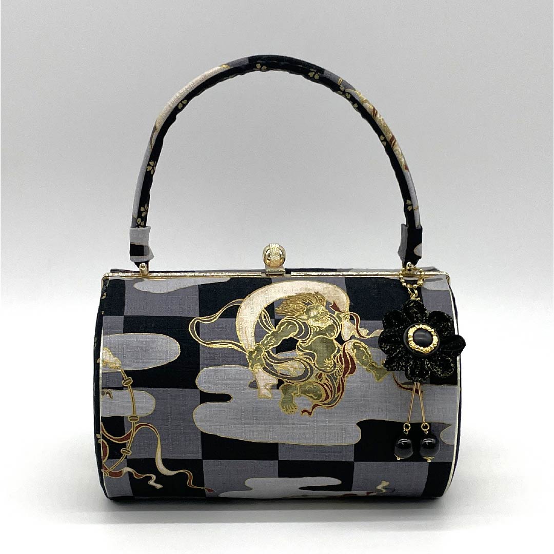 和装バッグ カジュアル NEWランク 黒色（くろいろ） 風神 雷神 市松模様 黒系 113900069110