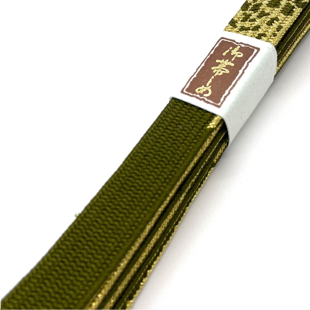 （新古品） 帯締め 正絹 四分紐 蜥蜴色（とかげいろ） 金属糸使用 新古品 長さ約159cm 幅約1.5cm セミフォーマル Sランク 緑系 1135002172319