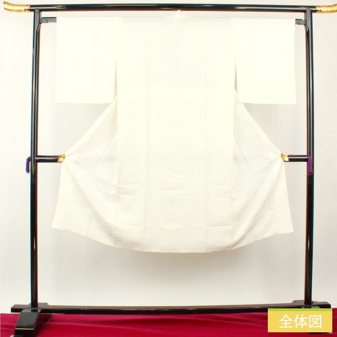 Nagajuban (long undergarment) made of pure silk, length 126cm, sleeve length 66cm, lined, Saaya pattern, chrysanthemum, S rank, white, 1129000662311