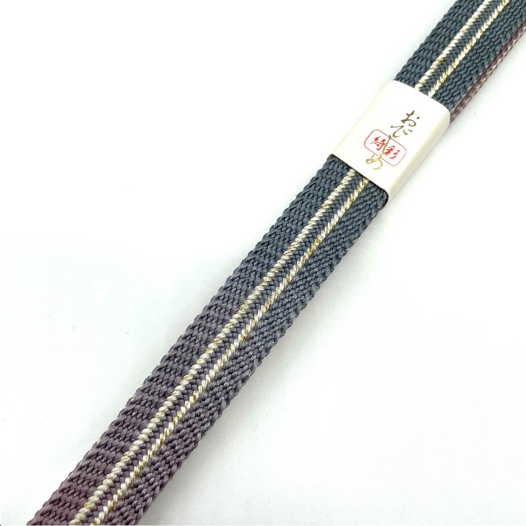 (New old stock) Obijime (belt fastener) Pure silk quarter-length cord, rust-colored, hand-woven cord, gold and silver thread, new old stock, length approx. 164cm, width approx. 1.5cm, semi-formal, S rank, gradation style, 1135000092999