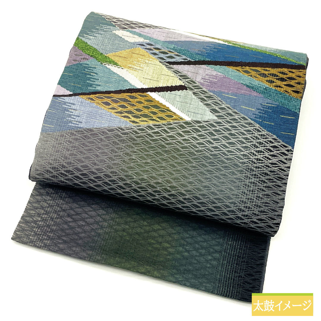 袋帯 正絹 Sランク 櫛織 抽象模様    帯丈472cm ポイント柄 カジュアル グラデーション系 1123016792499