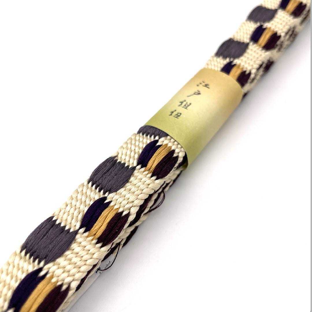 （新古品） 帯締め 正絹 四分紐 練色（ねりいろ） 平田組紐 綾竹鎧組 長さ約171cm 幅約1.8cm カジュアル NEWランク ベージュ系 1135003361425