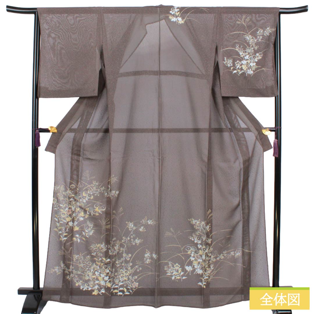 リサイクル着物】夏物 正絹 訪問着 Bランク 身丈165.5cm 裄丈65cm 都鼠