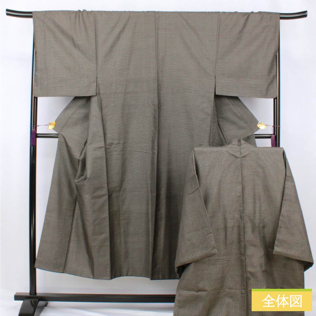 Men's Pure Silk A-Rank Oshima Tsumugi 100 Tortoise Shell Ensemble, Lined, Black, Length 145.5cm, Sleeve Length 68.5cm, Product Number: 1119001483410