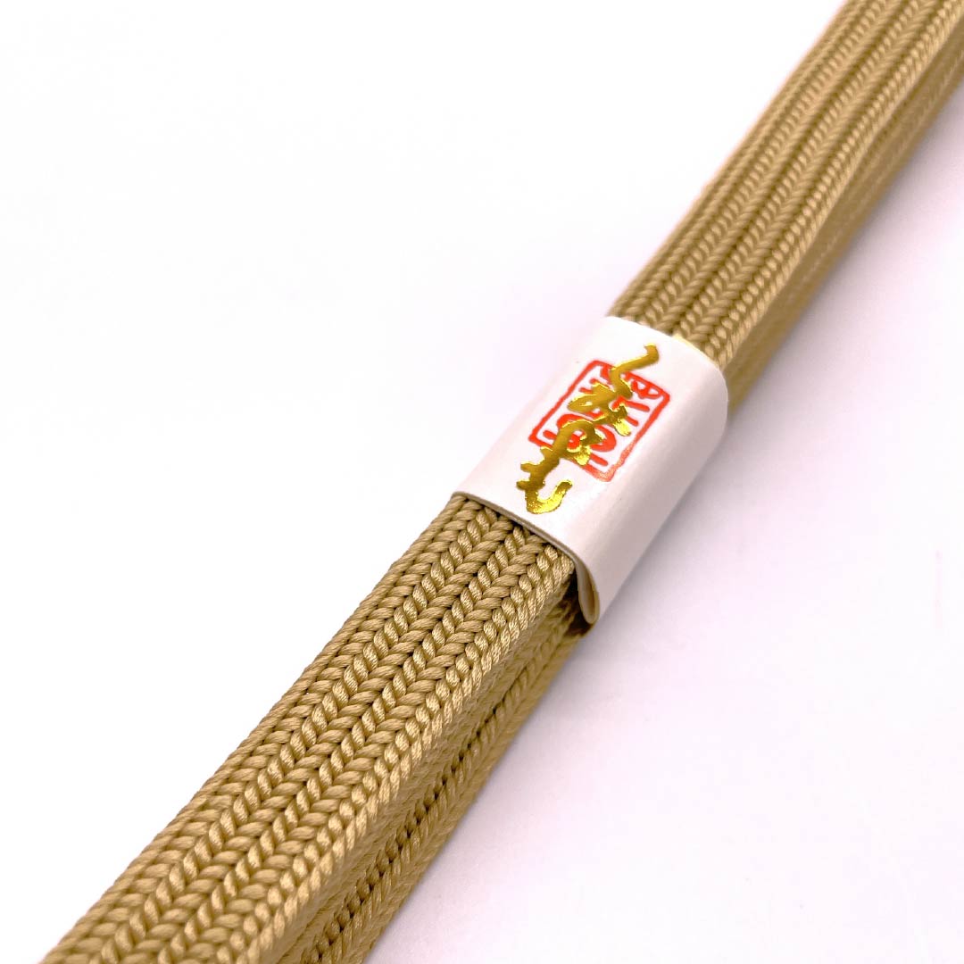 帯締め 正絹 四分紐 丁子色（ちょうじいろ） 無地 帯留め用 長さ約157.5cm 幅約1.4cm カジュアル Sランク ベージュ系 1135003482325