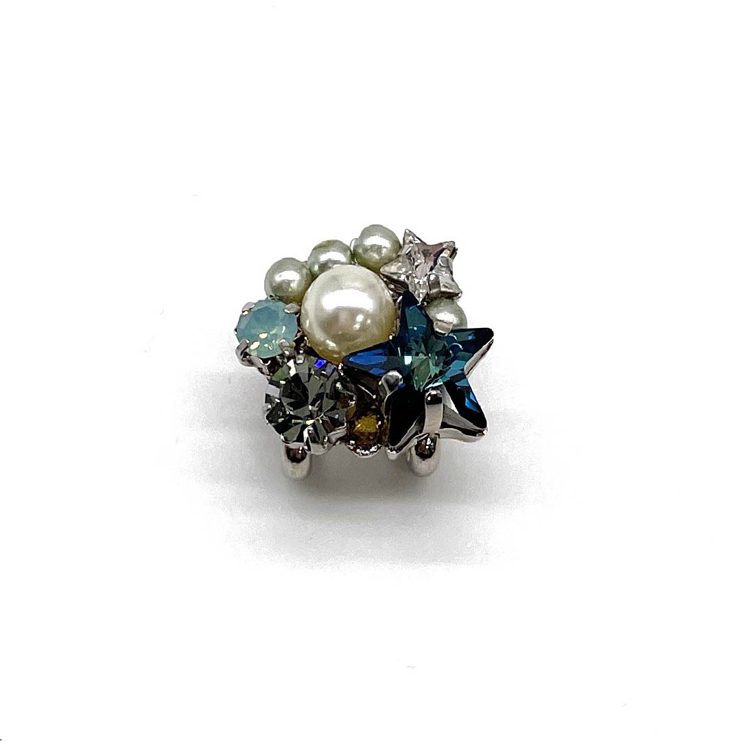 (New old stock) Obidome Other Casual Rhinestone Pearl Star Length approx. 2cm Width approx. 2cm S rank Silver 1137000892922